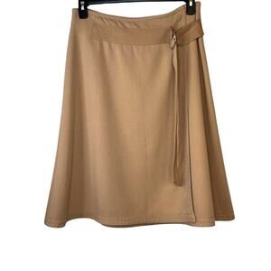 ANN TAYLOR Belted Wrap Midi Skirt in Tan Women's Size 10